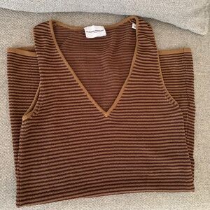 Claudie Pierlot Brown Knit V-Neck Tunic/Tank